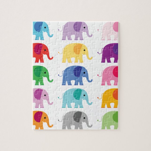 Colorful elephants jigsaw puzzle (Vertical)