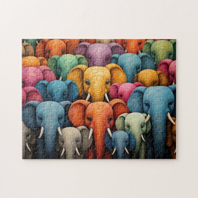 colorful Elephants Jigsaw Puzzle (Horizontal)