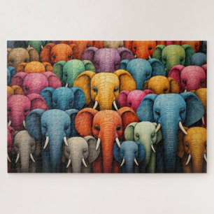 colorful Elephants Jigsaw Puzzle