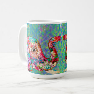 Colorful Elephants Mug, Elephant Pair Coffee Mug