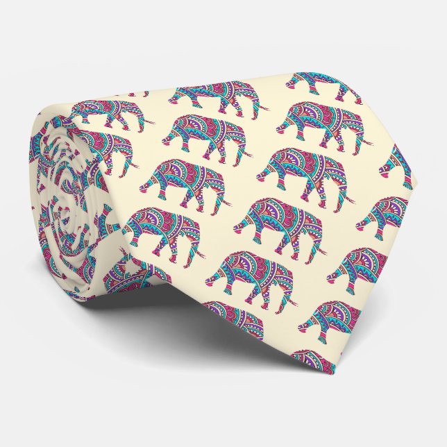 Colorful elephants neck tie (Rolled)