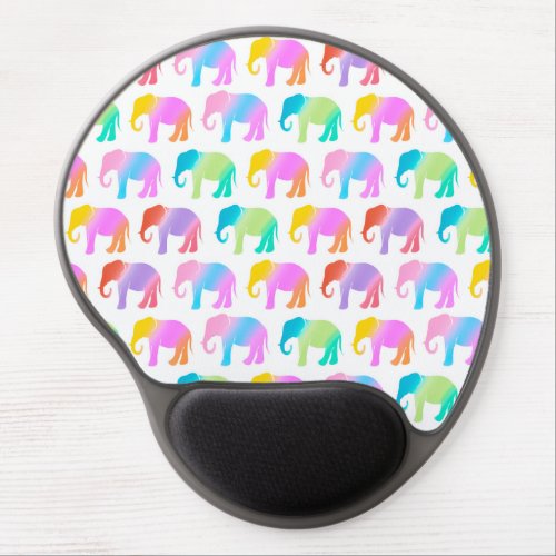 Colorful elephants pattern gel mouse pad