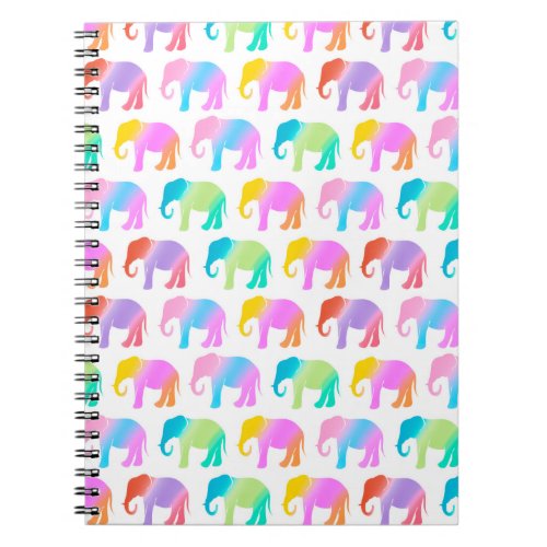 Colorful elephants pattern notebook