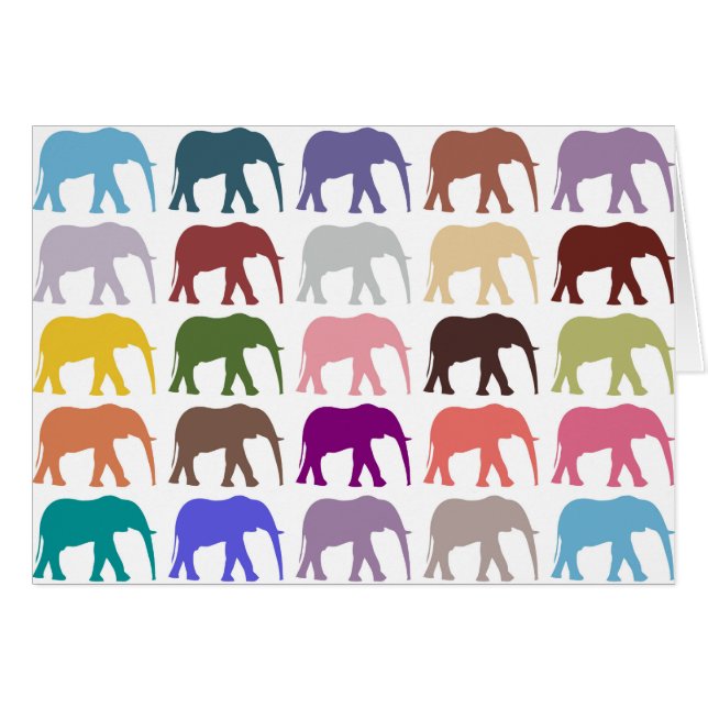 Colorful Elephants, Pattern Of Elephants Cards (Front Horizontal)