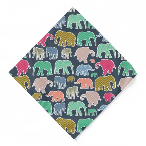 Colorful Elephants Pattern Of Elephants Zigzag Bandana