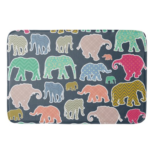 Colorful Elephants Pattern Of Elephants Zigzag Bath Mat
