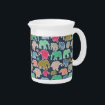 Colorful Elephants, Pattern Of Elephants, Zigzag Beverage Pitcher<br><div class="desc">Cute,  fun and adorable elephant silhouettes in various colors. Modern and trendy gift,  perfect for the elephant lover in your life.</div>