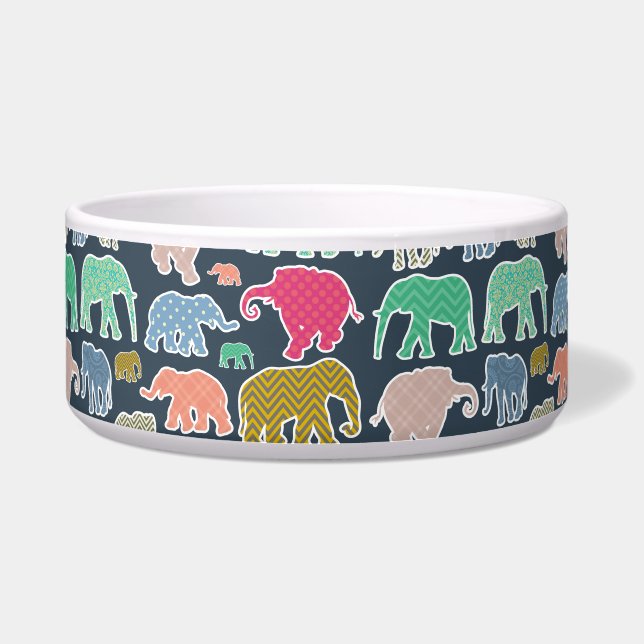Colorful Elephants, Pattern Of Elephants, Zigzag Bowl (Front)