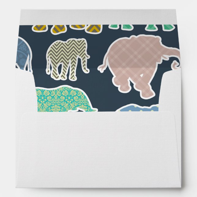 Colorful Elephants, Pattern Of Elephants, Zigzag Envelope (Back (Bottom))