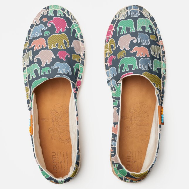 Colorful Elephants, Pattern Of Elephants, Zigzag Espadrilles (Front)