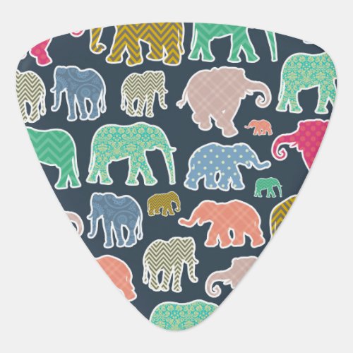 Colorful Elephants Pattern Of Elephants Zigzag Guitar Pick