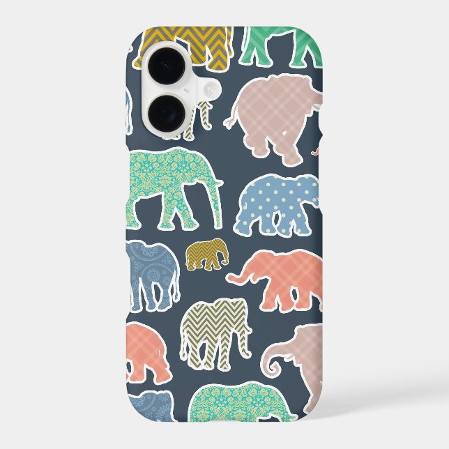 Colorful Elephants, Pattern Of Elephants, Zigzag Iphone Case (Back)