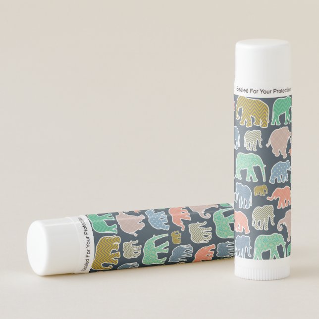 Colorful Elephants, Pattern Of Elephants, Zigzag Lip Balm (Front)