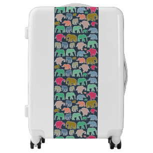 Colorful Elephants, Pattern Of Elephants, Zigzag Luggage
