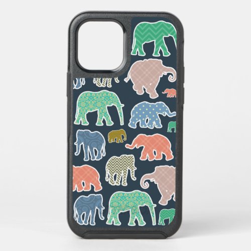 Colorful Elephants Pattern Of Elephants Zigzag OtterBox Symmetry iPhone 12 Case