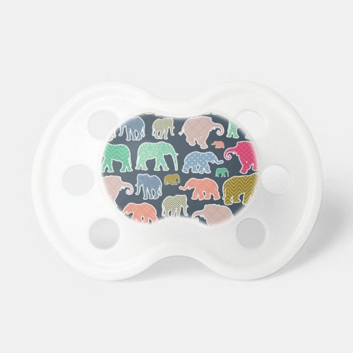 Colorful Elephants Pattern Of Elephants Zigzag Pacifier