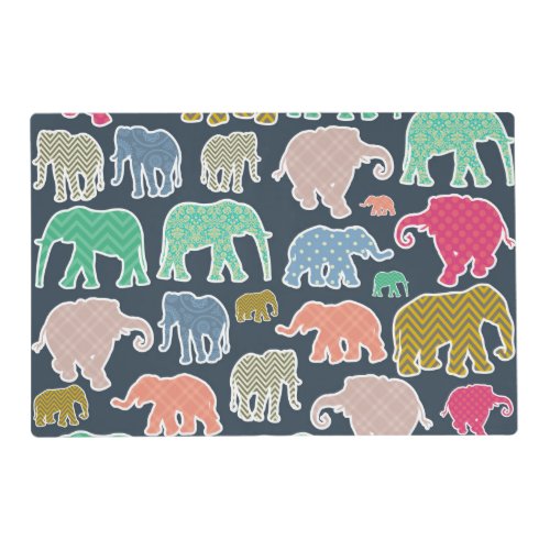 Colorful Elephants Pattern Of Elephants Zigzag Placemat