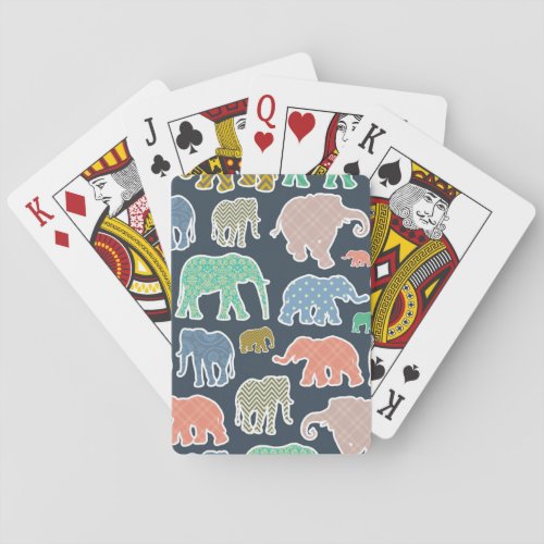 Colorful Elephants Pattern Of Elephants Zigzag Poker Cards
