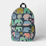 Colorful Elephants, Pattern Of Elephants, Zigzag Printed Backpack