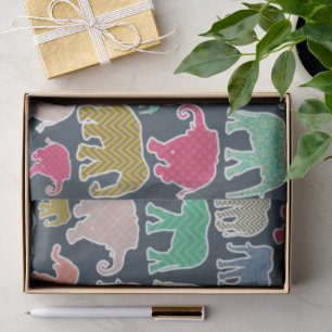Colorful Elephants, Pattern Of Elephants, Zigzag Tissue Paper