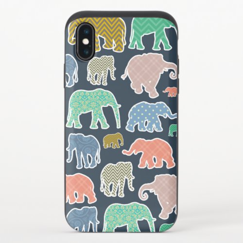 Colorful Elephants Pattern Of Elephants Zigzag iPhone X Slider Case