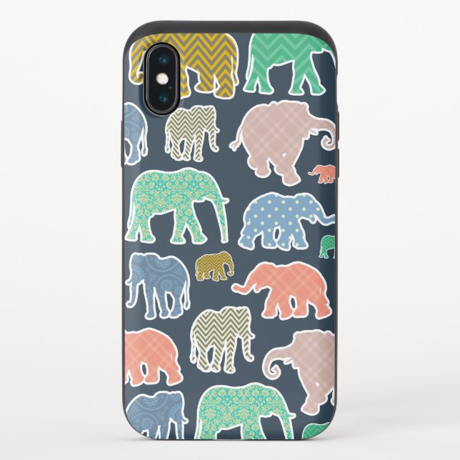 Colorful Elephants, Pattern Of Elephants, Zigzag Uncommon iPhone Case (Back)