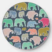 Colorful Elephants, Pattern Of Elephants, Zigzag Wireless Charger (Front)