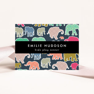 Colorful Elephants, Play Center, Activity Center Business Card