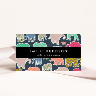 Colorful Elephants, Play Center, Activity Center Business Card