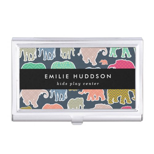 Colorful Elephants Play Center Activity Center Business Card Case