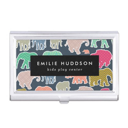 Colorful Elephants Play Center Activity Center Business Card Case