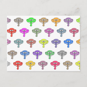 Colorful Elephants Postcard