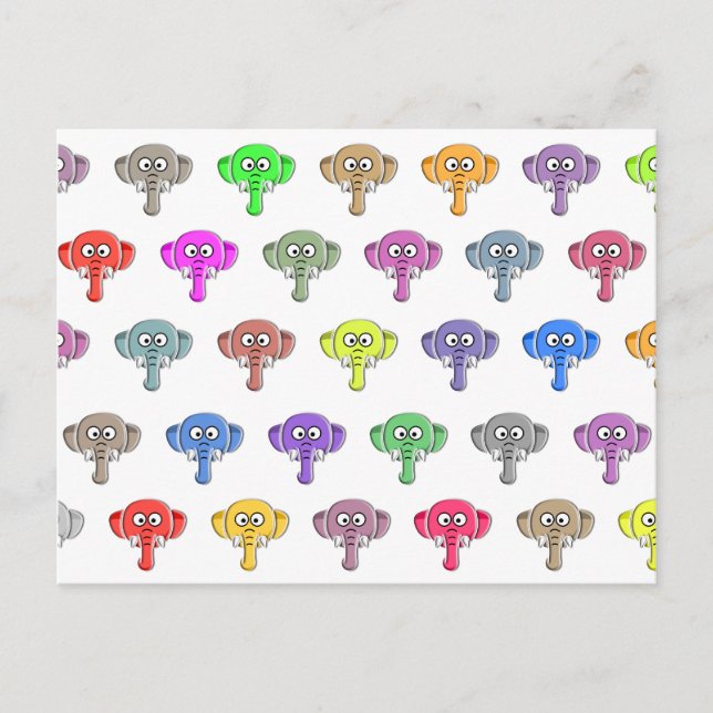 Colorful Elephants Postcard (Front)