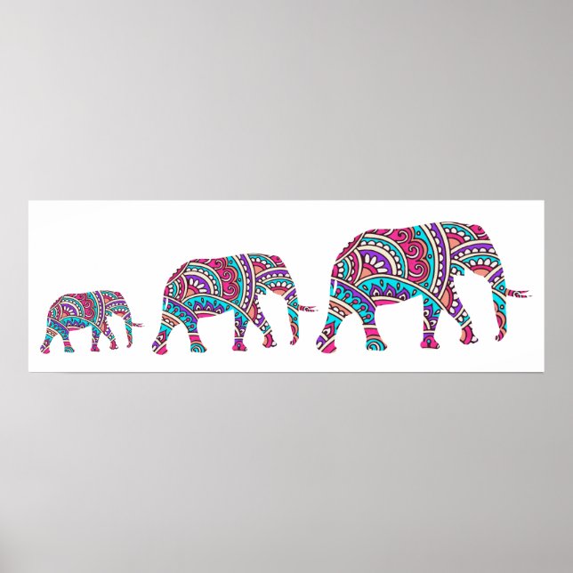 Colorful elephants poster (Front)