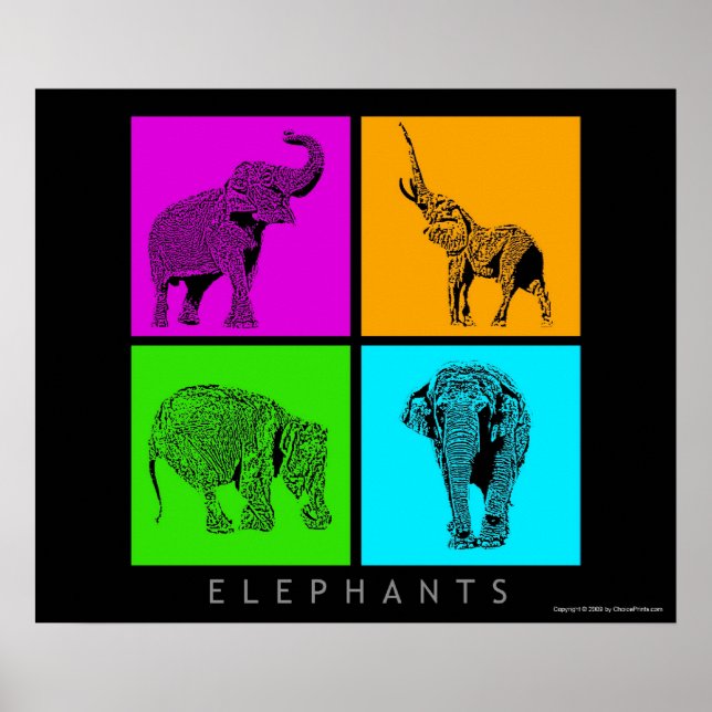 Colorful Elephants Poster (Front)
