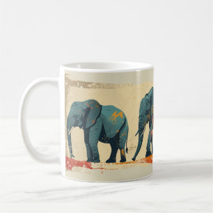Colorful elephants vintage  coffee mug