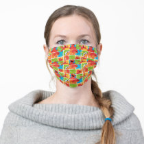 Colorful Elmo Grid Pattern Adult Cloth Face Mask