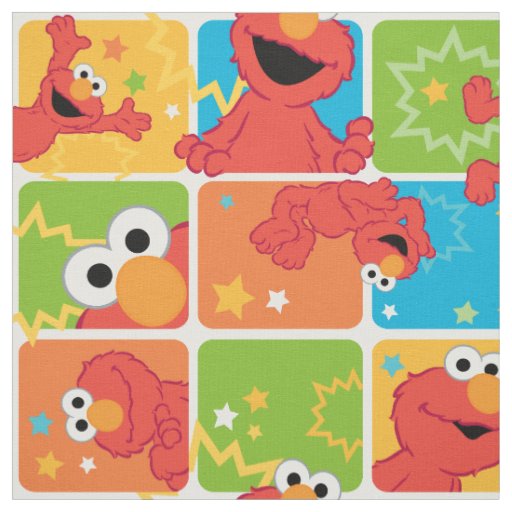 Colorful Elmo Grid Pattern Fabric | Zazzle