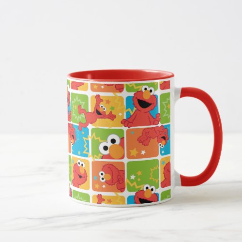 Colorful Elmo Grid Pattern Mug