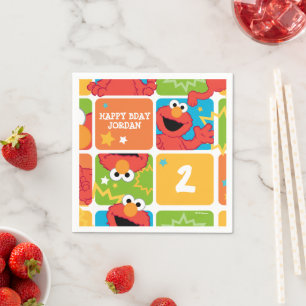 Colorful Elmo Grid Pattern Napkins