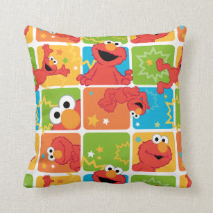 Colorful Elmo Grid Pattern Throw Pillow