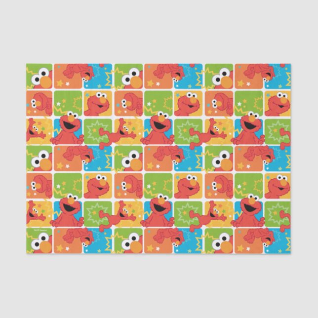 Colorful Elmo Grid Pattern Tissue Paper (Front)