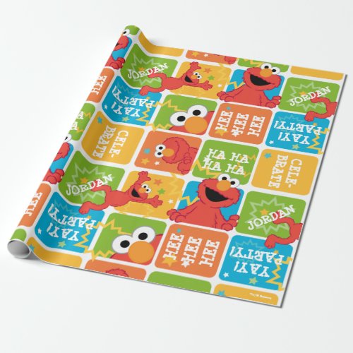 Colorful Elmo Grid Pattern Wrapping Paper