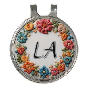 Colorful Embroidered Alphabet Design Golf Hat Clip