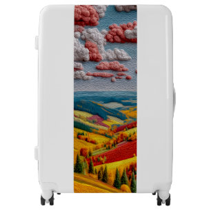 Colorful Embroidered Autumn Hills Landscape  Luggage