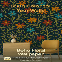 Colorful Embroidered Floral Pattern on Darkblue