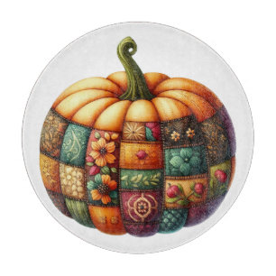COLORFUL EMBROIDERY LOOK FALL PUMPKIN CUTTING BOARD