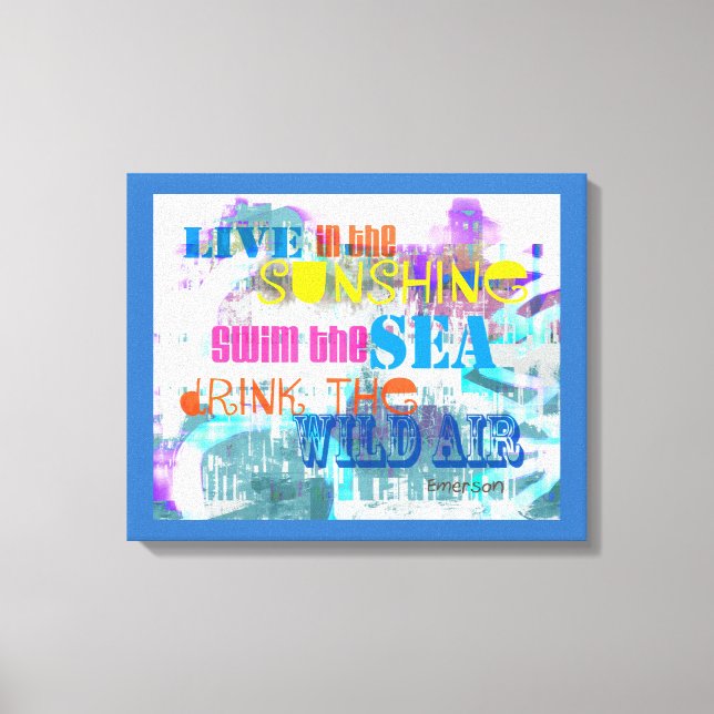 colorful Emerson quote stretched canvas wall art (Front)