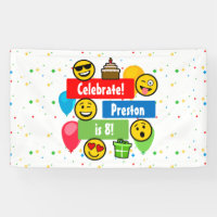 Colorful Emoji Birthday Party Kids or Boys Custom Banner