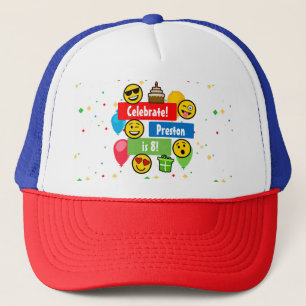 Colorful Emoji Birthday Party Kids or Boys Custom Trucker Hat
